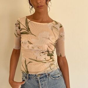Lisa Says Gah Floral Mesh Zelda Top